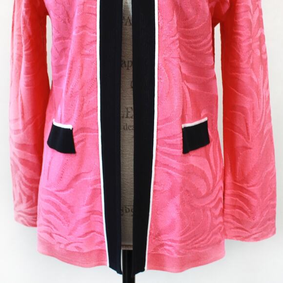 Ming Wang Pink Open Front Classic 100% Filament Cardigan Jacket & Top Set Small - Picture 4 of 14